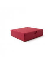 Maža kvadratinė dėžutė įleidžiamu dangteliu iš raudono kartono