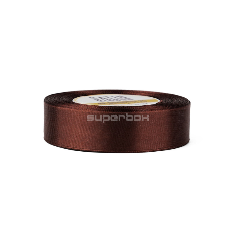 Opulent Dark Chocolate Color Satin Ribbon, 25 mm Width