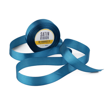 Deep Turquoise Satin Ribbon, 25 mm Width