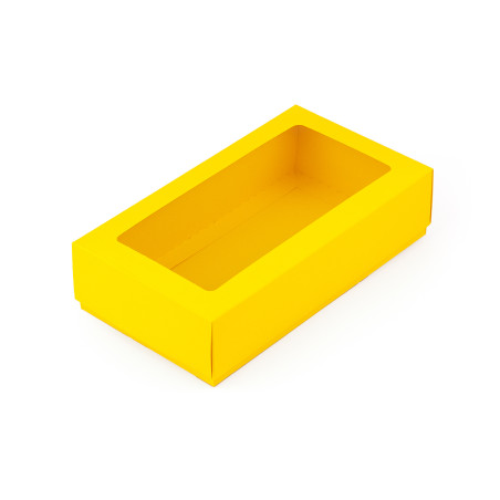 Жёлтая подарочная коробка с окном | 200x110x50 мм | Superbox