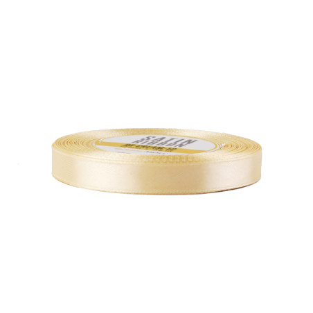 Cream color satin ribbon – glossy, 12 mm wide, 32 m roll