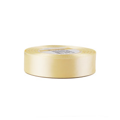 Cream color satin ribbon – glossy, 25 mm wide, 32 m roll