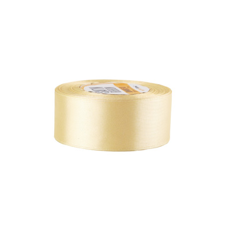 Cream color satin ribbon – glossy, 38 mm wide, 32 m roll