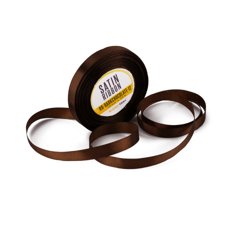 Deep Dark Chocolate Color Satin Ribbon, 12 mm Width