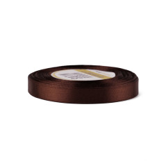 Dark chocolate color satin ribbon – glossy, 12 mm wide, 32 m roll