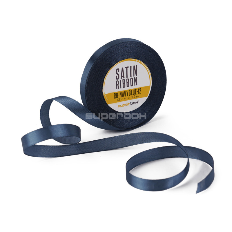 Refined Navy Blue Satin Ribbon, 12 mm Width