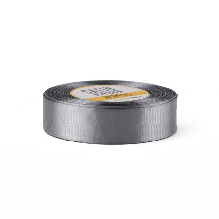 Grey satin ribbon – glossy, 25 mm wide, 32 m roll