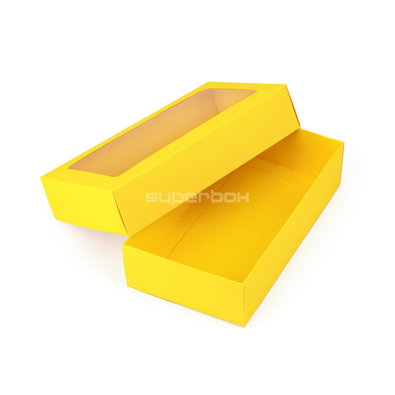 Yellow Two Piece Cardboard Gift Box with Window