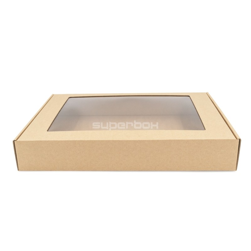 Brown Gift Box with Transparent Window for Towels or Other Textile