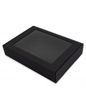 Melna dāvanu kaste ar caurspīdīgu logu