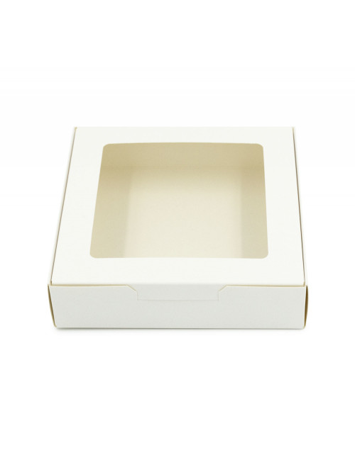 Balta sausainių dėžutė su langeliu
