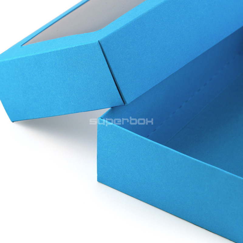 Sky Blue Two Piece Cardboard Gift Box with Window