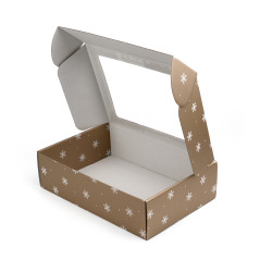 Muted Gold A4 Size Gift Box with PVC Window and Snowflakes