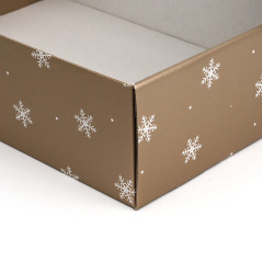 Auksinė dėžutė su langeliu ir snaigėmis | 305x215x85 mm | Superbox