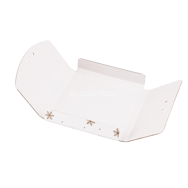 Labai puošnus nedidelis baltas surišamas vokelis su auksinėmis snaigėmis