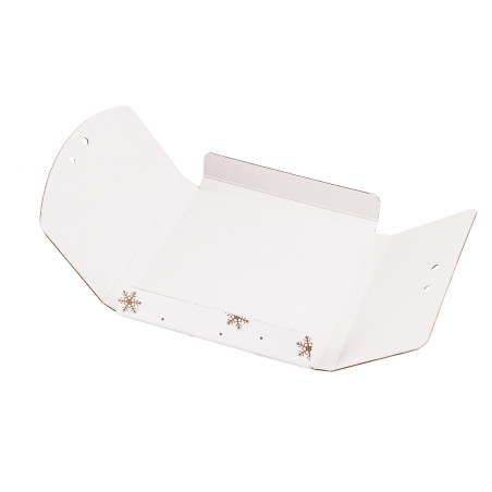 Labai puošnus nedidelis baltas surišamas vokelis su auksinėmis snaigėmis