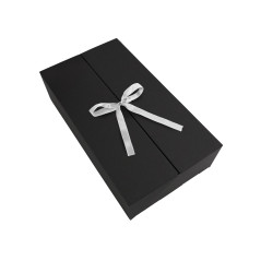 Double Door Black Box with Silver Ribbon | 340x190x85 mm | Superbox