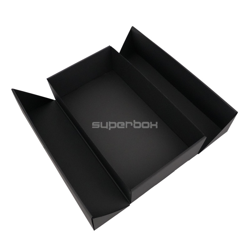 Black Double Door Gift Box with Integrated Satin Ribbon