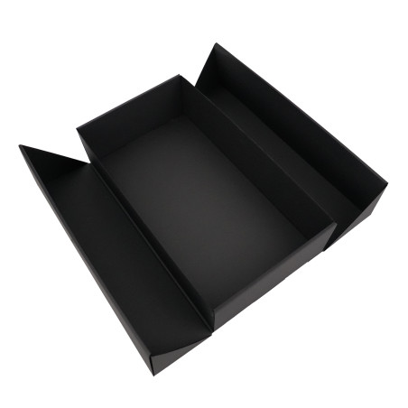 Black Double Door Gift Box with Integrated Satin Ribbon