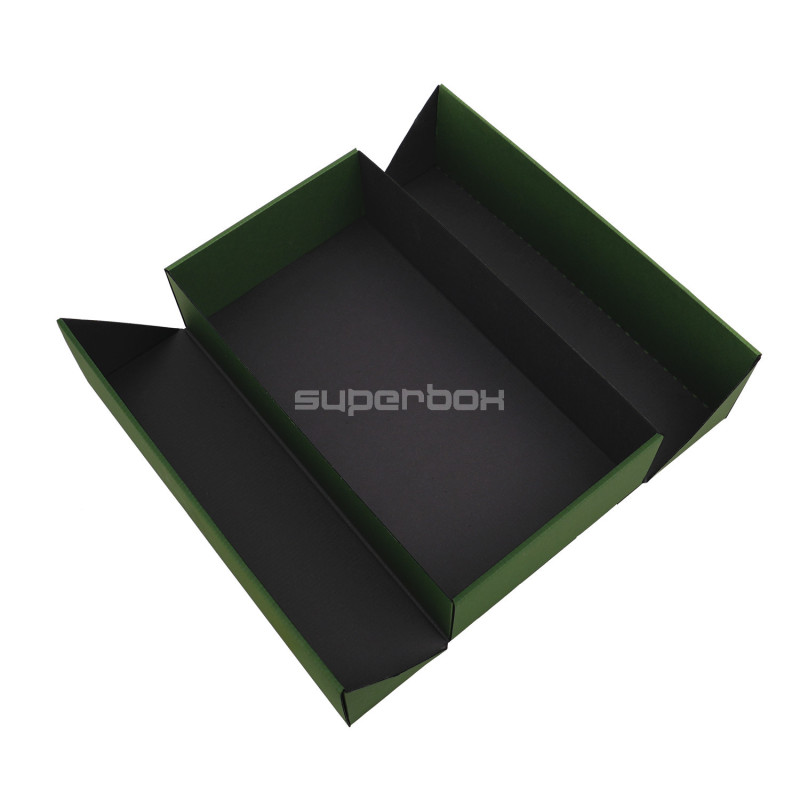 Double Door Green Gift Box with Integrated Satin Ribbon