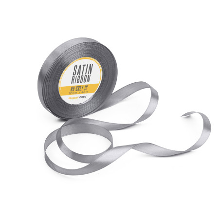 Narrow Grey Satin Ribbon, 12 mm Width