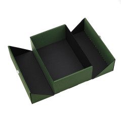 A5 Format Double Door Green Gift Box with Integrated Satin Ribbon
