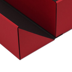 A5 format red double door box with a ribbon, 220x150x85 mm