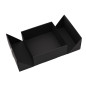 Square Black Double Door Gift Box with Integrated Satin Ribbon