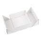 Square white double door box with dark green ribbon, 220x220x90 mm