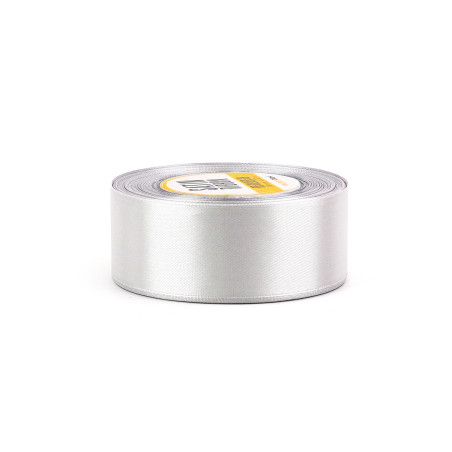Silver satin ribbon – glossy, 38 mm wide, 32 m roll