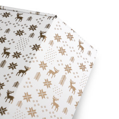 White gift box for bottle with gold winter pattern, 340x195x85 mm