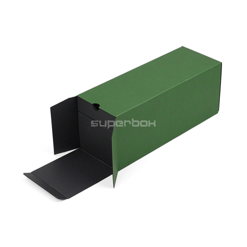 Closed Green Oblong Gift Box for Bottle with Two Drawers Closed Green Oblong Gift Box for Bottle with Two Drawers