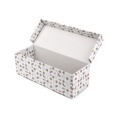 Flip lid horizontal white gift box with winter patterns, 335x115x115 mm