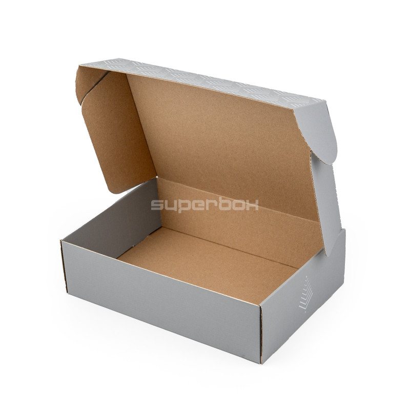 Pilka A4 formato dėžutė su eglučių raštu Pilka A4 formato dėžutė su eglučių raštu