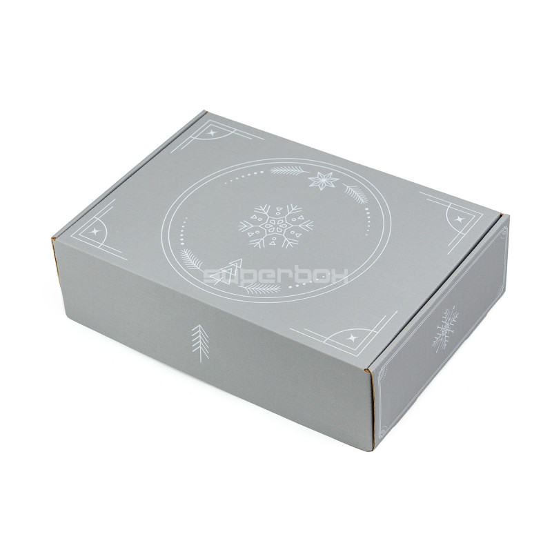 Grey A4 Box with Minimalist Winter Ornaments, 305x215x85 mm Grey A4 Box with Minimalist Winter Ornaments, 305x215x85 mm