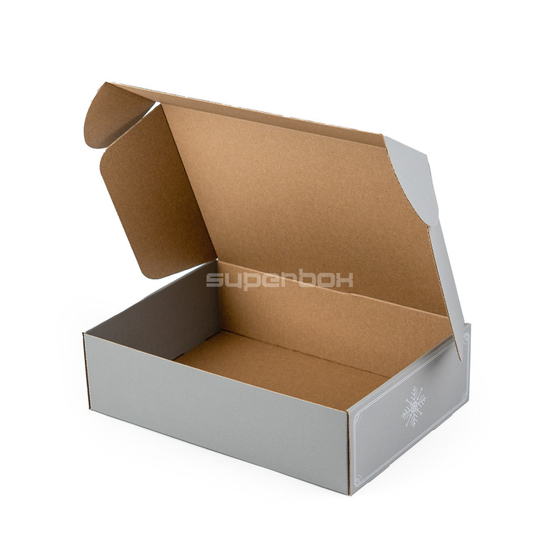 Pilka A4 formato dėžutė su minimalistiniais žiemos ornamentais