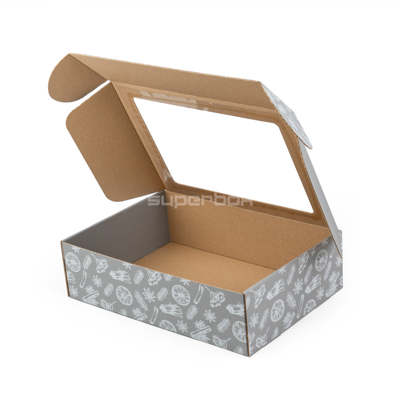 Grey A4 Box with Christmas Motifs and Window Grey A4 Box with Christmas Motifs and Window