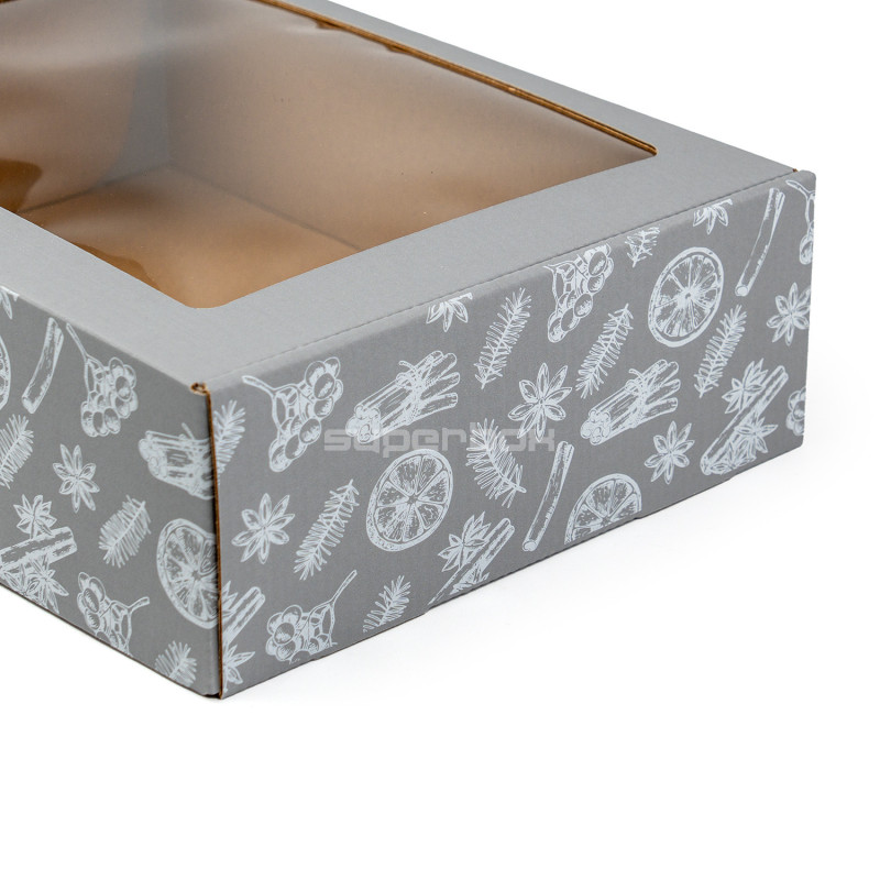 Grey A4 Box with Christmas Motifs and Window Grey A4 Box with Christmas Motifs and Window