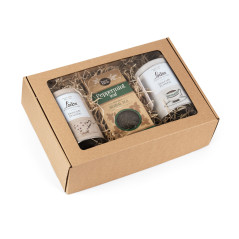 Ruda A4 dydžio dėžutė su langeliu | 305x215x85 mm | Superbox