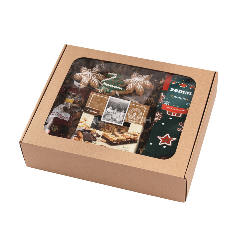 Ruda dovanų dėžė su langeliu trims buteliams Ruda dovanų dėžė su langeliu trims buteliams