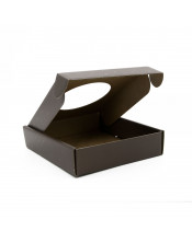 Šokoladinė kvadratinė dėžutė su apvaliu kiauru langeliu
