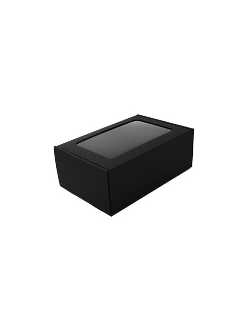 Melna A5 izmēra dāvanu kaste ar lodziņu