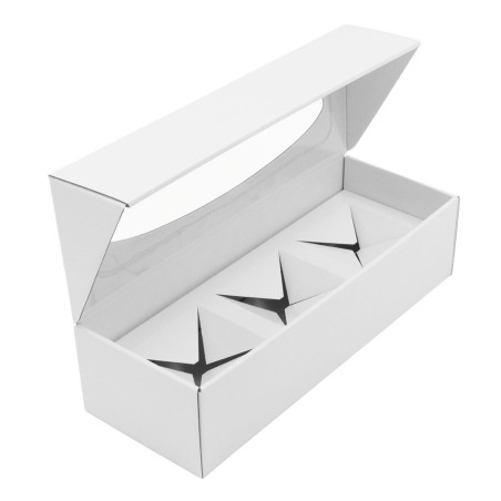 White Oblong Gift Box with Oval Window for 3 Jars