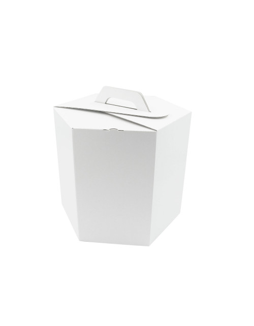 Balta šakočių dovanų dėžė su rankena, 280 mm aukščio