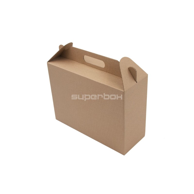 Brown Gift Box of Suitcase Type with Cardboard Handle