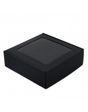 Черная маленькая подарочная коробка с окошком высотой 6 см