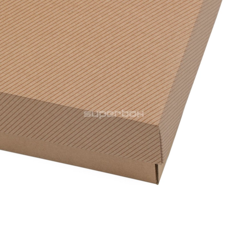 Brown Base-Lid Gift Box with Stripes of 8,5 cm Height