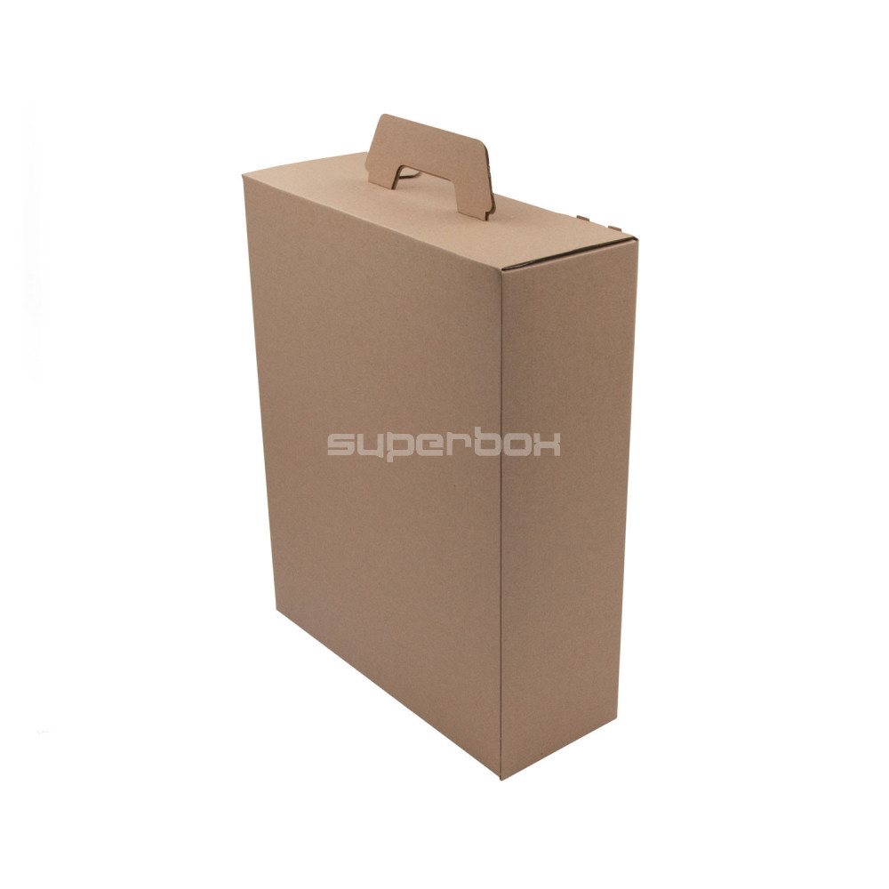 Eco Brown Gift Box - Suitcase with Handle, 317x120x395 mm