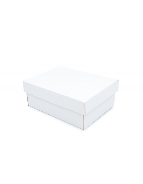 Balta dviejų dalių stačiakampė dovanų dėžutė iš mikrogofros