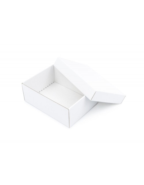 Balta dviejų dalių stačiakampė dovanų dėžutė iš mikrogofros